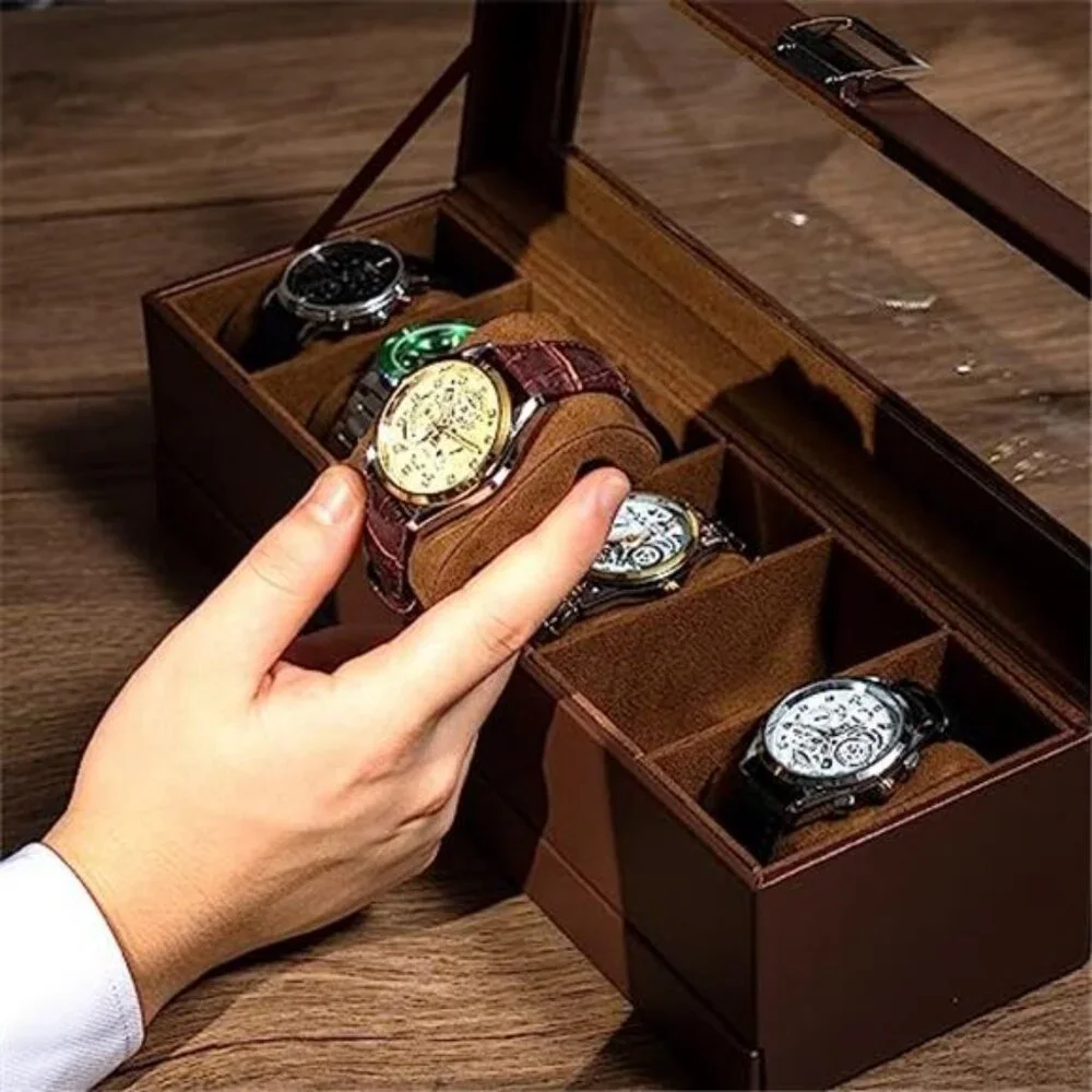 Watch Box 6 Slot Watches Display Case with Drawer Watch Case